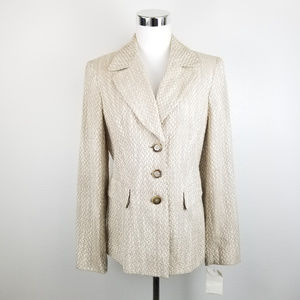 Dressbarn 6 Blazer Jacket Tan White Tweed NWT